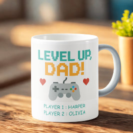 Gepersonaliseerde gamer papa | Level Up vader met Koffiemok