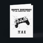 Gepersonaliseerde Gamer Verjaardag Kaart<br><div class="desc">Maak een level hoger met deze gedurfde en leuke gepersonaliseerde verjaardagskaart - perfect voor elke jonge gamer! Met een realistische controllerillustratie en opvallende typografie is deze kaart volledig aanpasbaar met elke naam en leeftijd, waardoor hij ideaal is voor zonen, broers, neven of door games geobsedeerde vrienden. 🎂 Geschikt voor mijlpaalverjaardagen...</div>