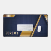 Gepersonaliseerde Gamers Blauw Goud Abstract Bureaumat (Keyboard & Muis)