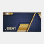Gepersonaliseerde Gamers Blauw Goud Abstract Bureaumat (Voorkant)