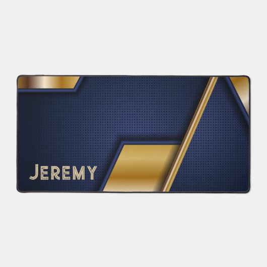 Gepersonaliseerde Gamers Blauw Goud Abstract Bureaumat (Voorkant)
