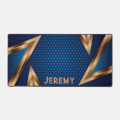 Gepersonaliseerde Gamers Blue Copper Abstract Bureaumat (Voorkant)