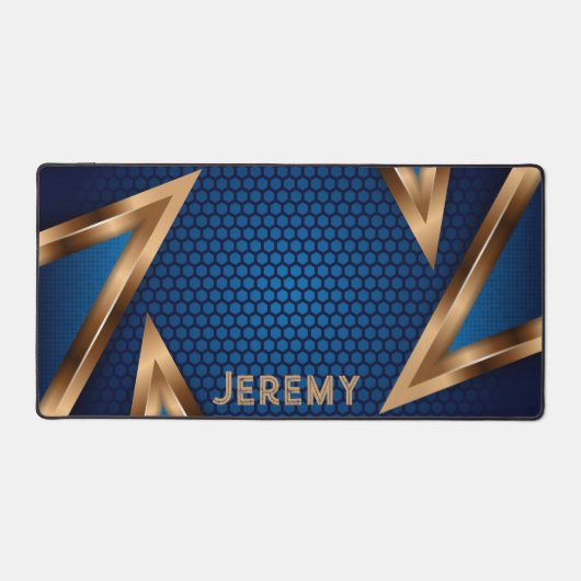 Gepersonaliseerde Gamers Blue Copper Abstract Bureaumat (Voorkant)