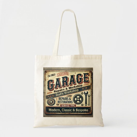 Gepersonaliseerde Garage Canvas tas (Voorkant)