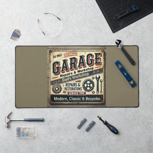 Gepersonaliseerde Garage Desk Mat (Werkstation)