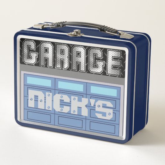 Gepersonaliseerde Garage Life Metal Lunch Box (Voorkant)