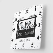 Gepersonaliseerde garage vierkante klok (Hoek)