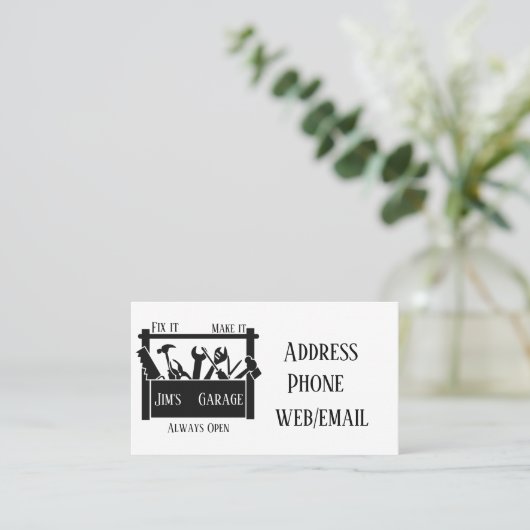 Gepersonaliseerde garage visitekaartje (Staand voorkant)