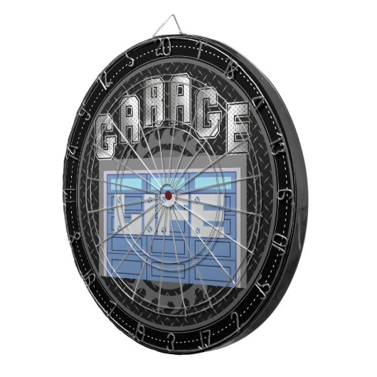 Gepersonaliseerde garagelevensduur dartbord (Voorkant Rechts)