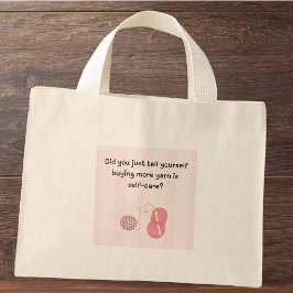 Gepersonaliseerde ‘Garen Is Zelfzorg’ Grappige Boo Mini Tote Bag