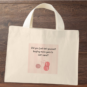 Gepersonaliseerde ‘Garen Is Zelfzorg’ Grappige Boo Mini Tote Bag