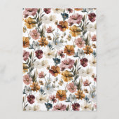 Gepersonaliseerde Gastnaam Herfst Flowers Wedding Menu (Achterkant)