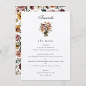 Gepersonaliseerde Gastnaam Herfst Flowers Wedding Menu (Voorkant / Achterkant)