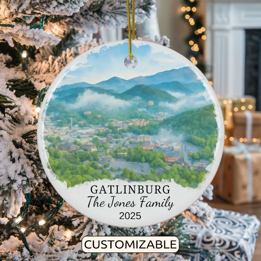 Gepersonaliseerde Gatlinburg Ornament, Tennessee Keramisch Ornament