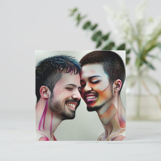 Gepersonaliseerde Gay Huwelijk LGBTQIA+ Foto Kaart (Staand voorkant)