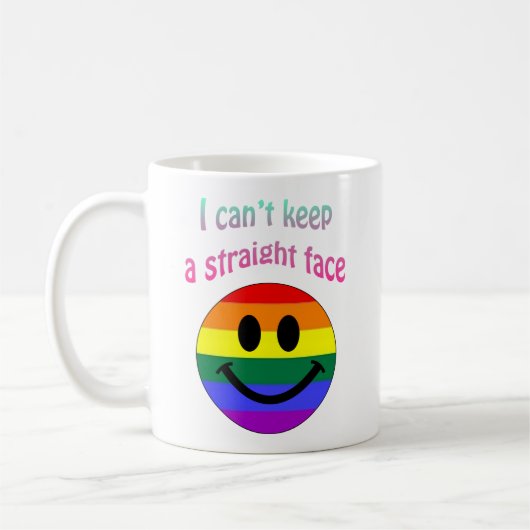 Gepersonaliseerde Gay Pride Straight Face Gift Koffiemok (Links)