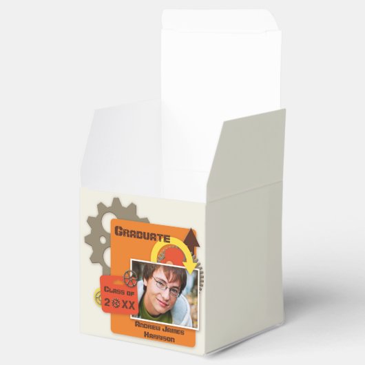 Gepersonaliseerde Gears Afstuderen Foto Dank u Bedankdoosjes (Geopend)