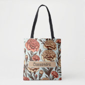 Gepersonaliseerde Geboorte Bloem Anjer Januari Tote Bag (Voorkant)