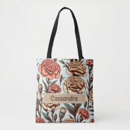 Gepersonaliseerde Geboorte Bloem Anjer Januari Tote Bag