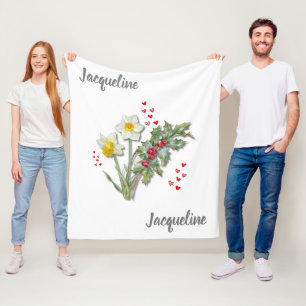 Gepersonaliseerde Geboorte Bloem DECEMBER Narcissu Fleece Deken