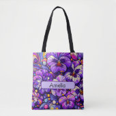 Gepersonaliseerde Geboorte Bloem Violet Februari Tote Bag (Voorkant)