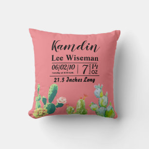 Gepersonaliseerde Geboorte Kussen Bohemian Cactus 