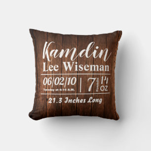 Gepersonaliseerde Geboorte Kussen Schuur Hout Land