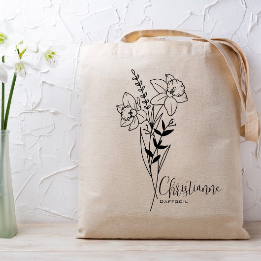 Gepersonaliseerde Geboorte Maand Bloem Maart Tote Bag