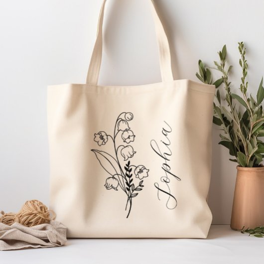 Gepersonaliseerde geboorte maand bloem mei tote bag
