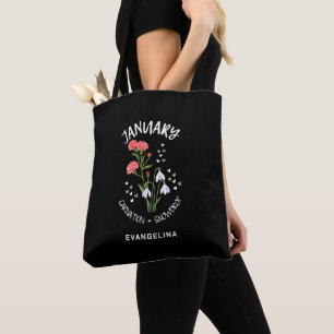 Gepersonaliseerde Geboorte Maand Bloemanjer JANUAR Tote Bag