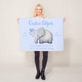 Gepersonaliseerde geboorte Stats Baby Elephants Nu Fleece Deken