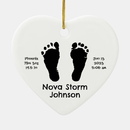 Gepersonaliseerde Geboorteaankondiging Custom Chri Keramisch Ornament (Achterkant)