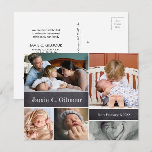 Gepersonaliseerde geboorteaankondiging Tweede baby Aankondigingskaart (Voorkant / Achterkant)