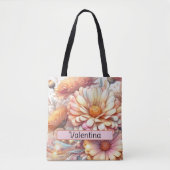 Gepersonaliseerde Geboortebloem Aster September Tote Bag (Voorkant)
