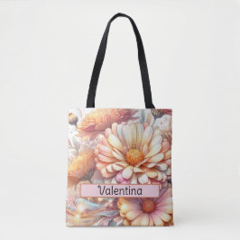 Gepersonaliseerde Geboortebloem Aster September Tote Bag