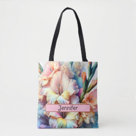 Gepersonaliseerde geboortebloem August Gladiolus Tote Bag