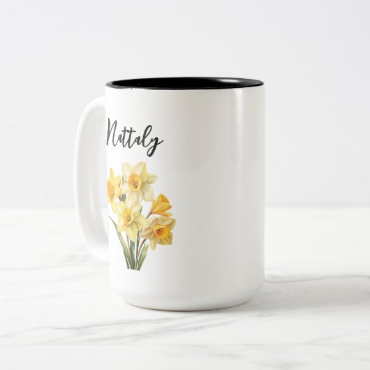 Gepersonaliseerde Geboortebloem Mok - maart (Voorkant links)