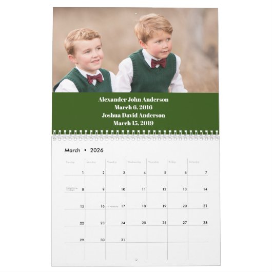 Gepersonaliseerde geboortedagkalender kalender (Mar 2026)