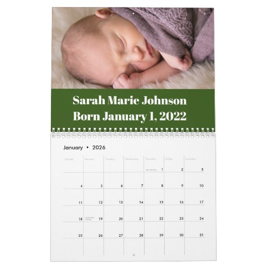 Gepersonaliseerde geboortedagkalender kalender (Jan 2026)