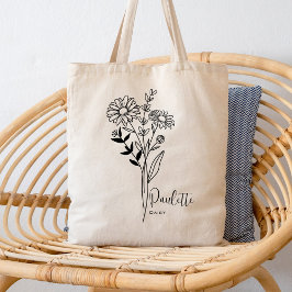 Gepersonaliseerde Geboortemaand Bloem April Boho Tote Bag
