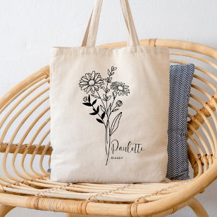 Gepersonaliseerde Geboortemaand Bloem April Boho Tote Bag