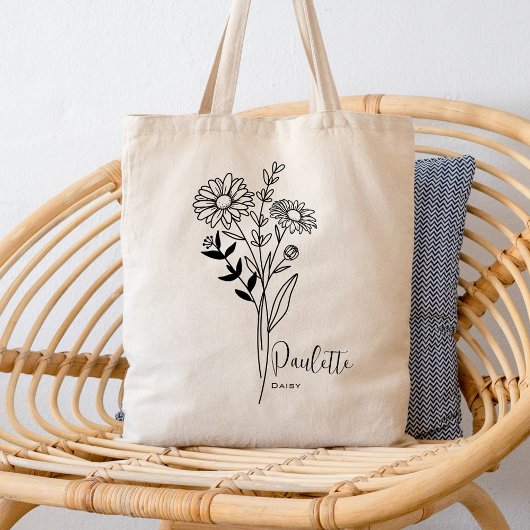 Gepersonaliseerde Geboortemaand Bloem April Boho Tote Bag