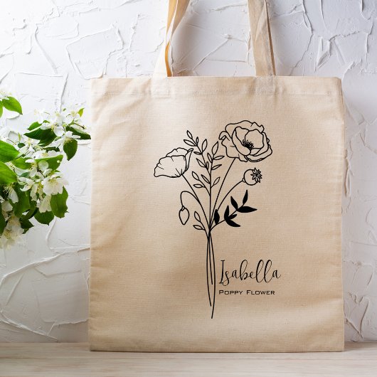 Gepersonaliseerde Geboortemaand Bloem August Boho Tote Bag