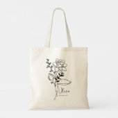 Gepersonaliseerde Geboortemaand Bloem Juli Boho Tote Bag (Achterkant)