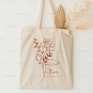Gepersonaliseerde Geboortemaand Bloem Juli Rust Tote Bag