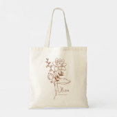 Gepersonaliseerde Geboortemaand Bloem Juli Rust Tote Bag (Achterkant)