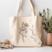 Gepersonaliseerde Geboortemaand Bloem Juli Tote Bag