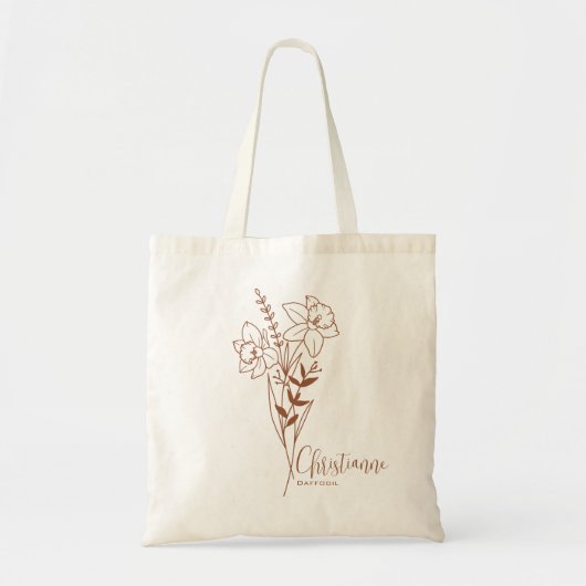 Gepersonaliseerde Geboortemaand Bloem Maart Roest Tote Bag (Voorkant)