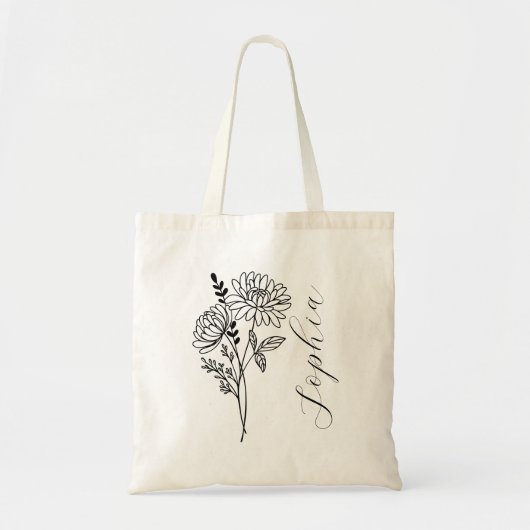 Gepersonaliseerde Geboortemaand Bloem November Tote Bag (Voorkant)