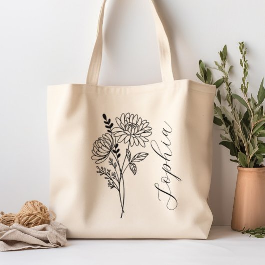 Gepersonaliseerde Geboortemaand Bloem November Tote Bag